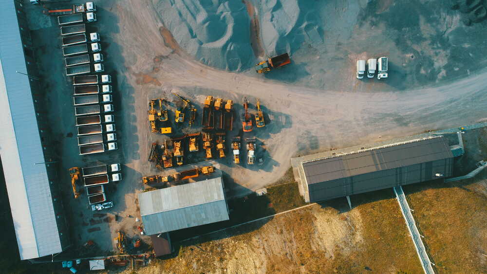 Aerial drone survey of a large groundworks and plant compound site